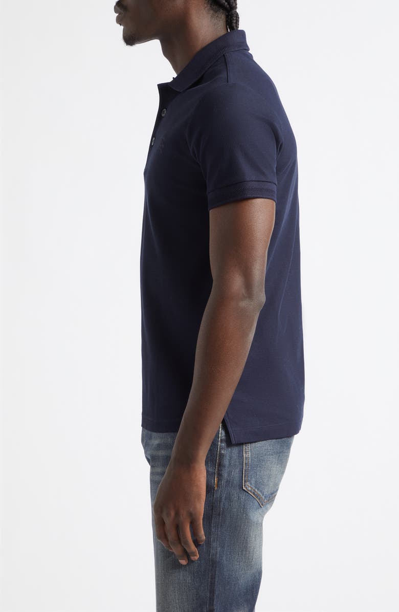 Burberry Eddie EKD Embroidered Cotton Piqué Polo, Alternate, color, Coal Blue