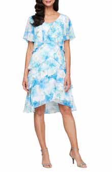 SL FASHIONS Floral Print Tiered Dress