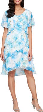 SL FASHIONS Floral Print Tiered Dress