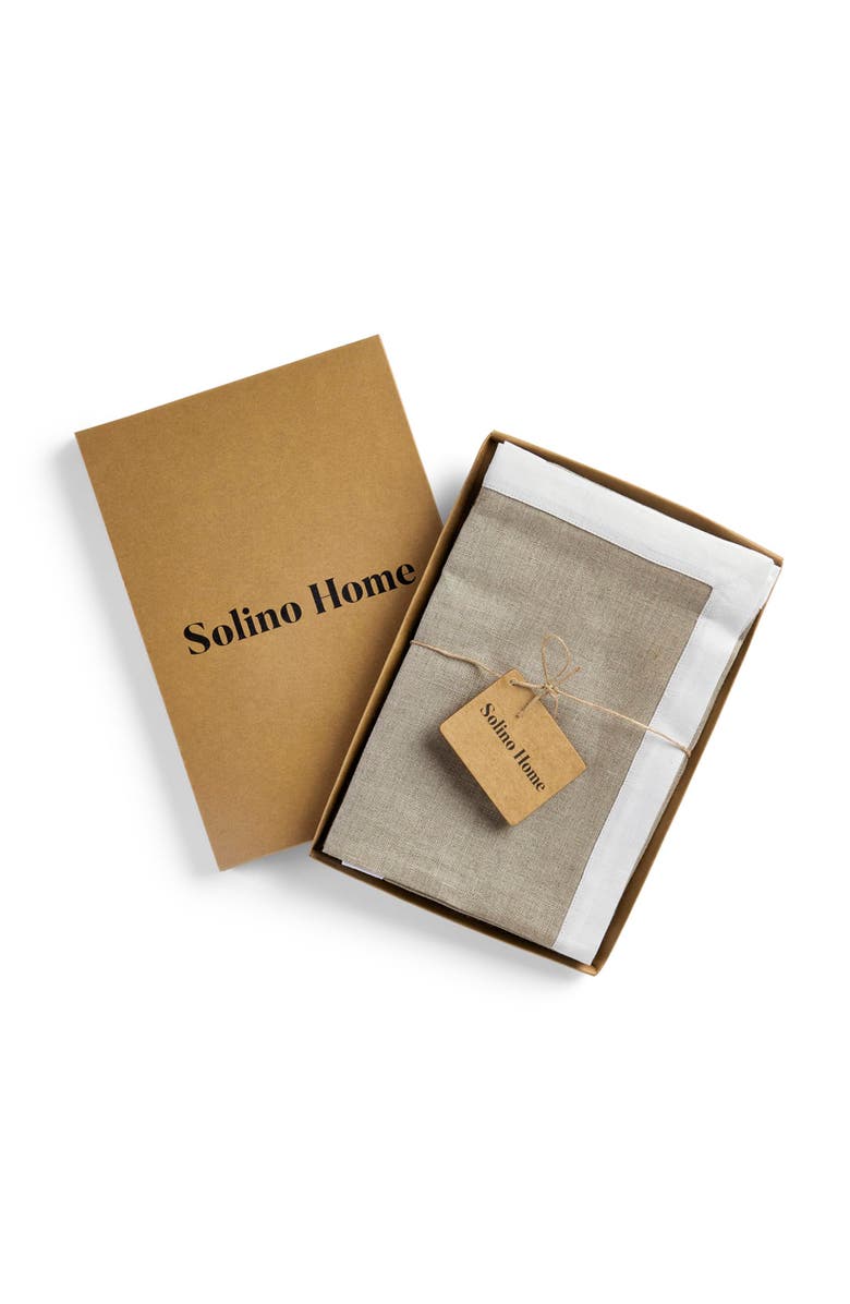 Solino Home Linen Dinner Napkins - Classic, 20" x 20" Inch, Alternate, color, White And Natural