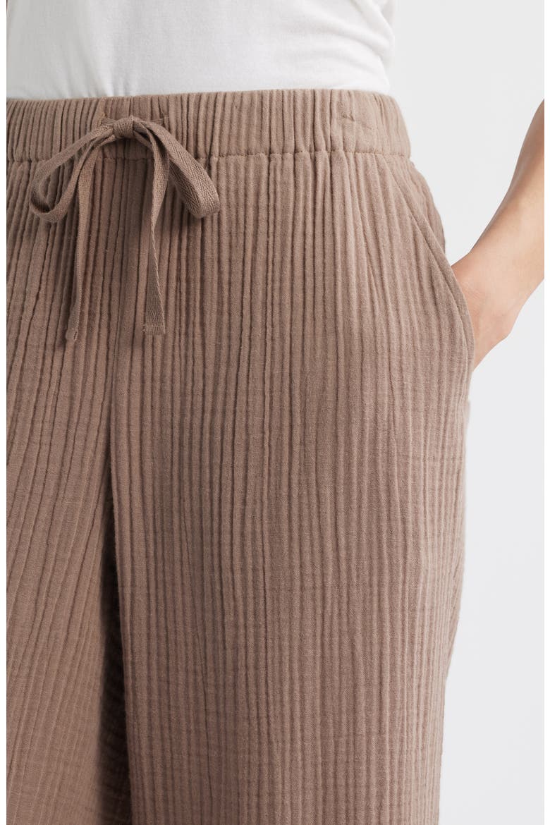 Wide Leg Organic Cotton Ankle Pants, Alternate, color, COCOA