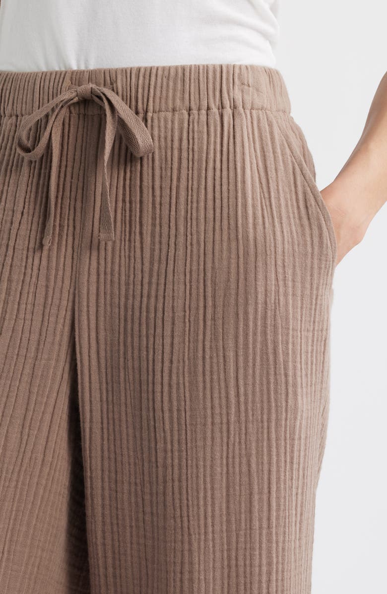 Eileen Fisher Wide Leg Organic Cotton Ankle Pants, Alternate, color, Cocoa