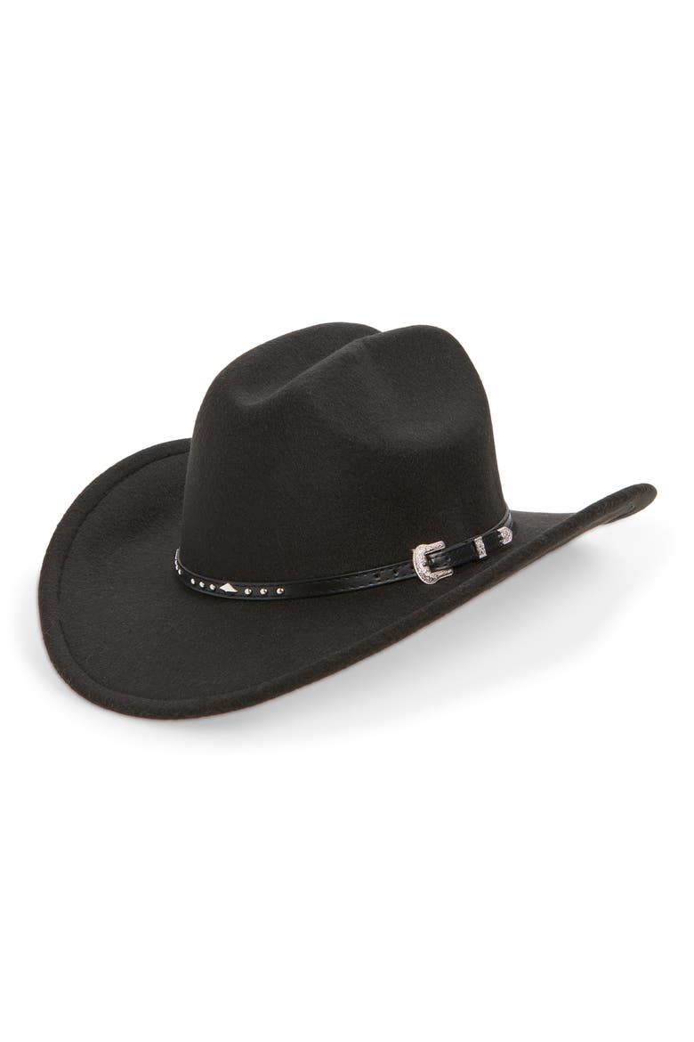 Western Cowboy Hat with Stud Leather Band, Main, color, BLACK