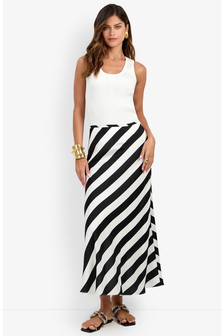 Rabina Stripe Skirt, Main, color, Black/Winter White
