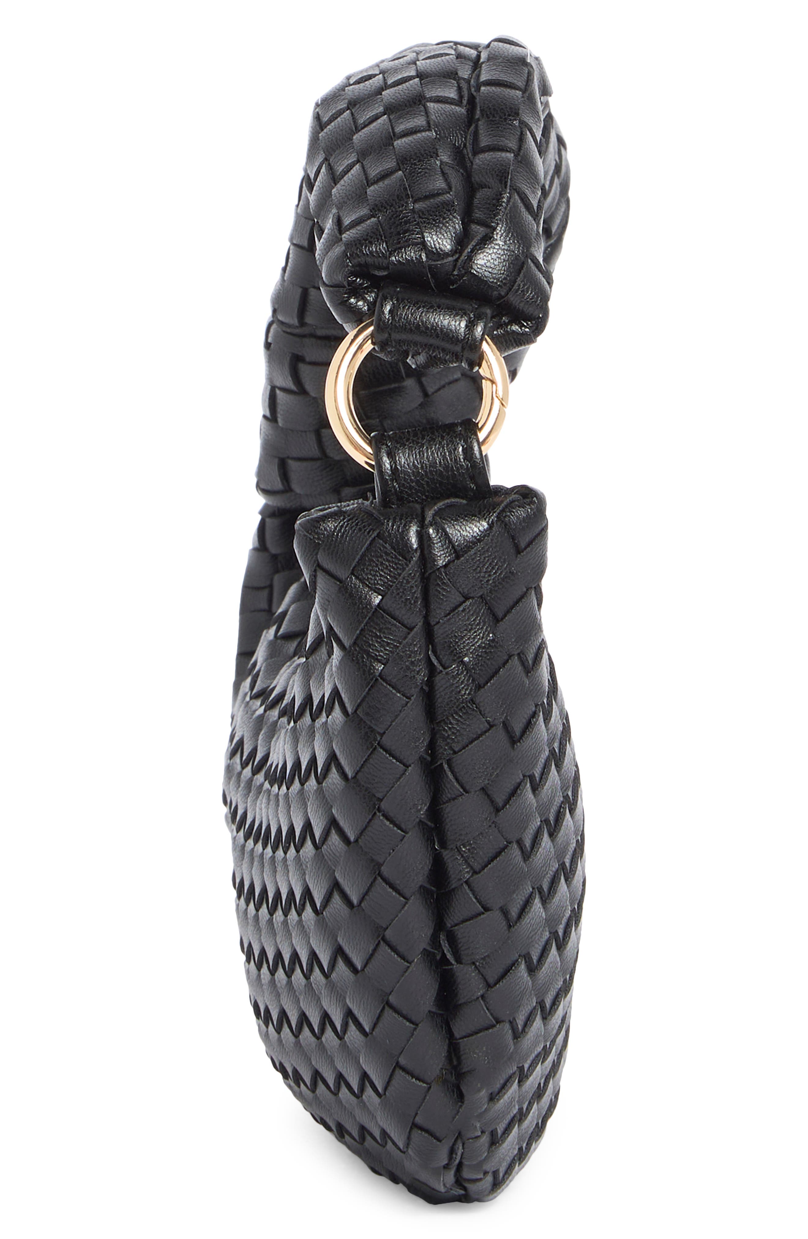 Melie Bianco Brigitte Mini Woven Bag Charm, Alternate, color, Black