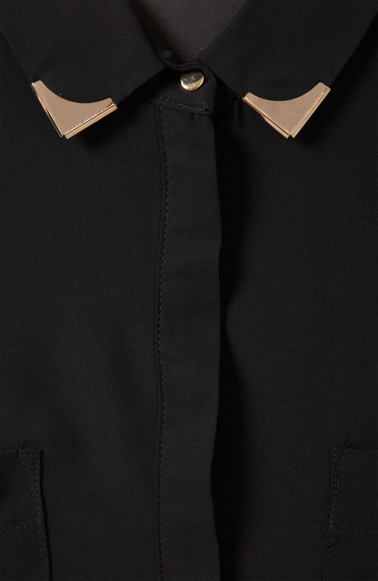 Topshop Moto Tipped Collar Chiffon Shirt, Alternate, color, 