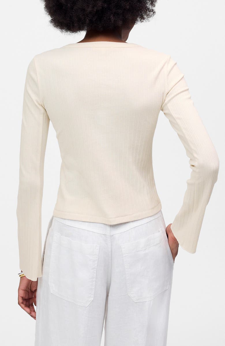 Madewell Flare Sleeve Cotton Cardigan, Alternate, color, Light Cream