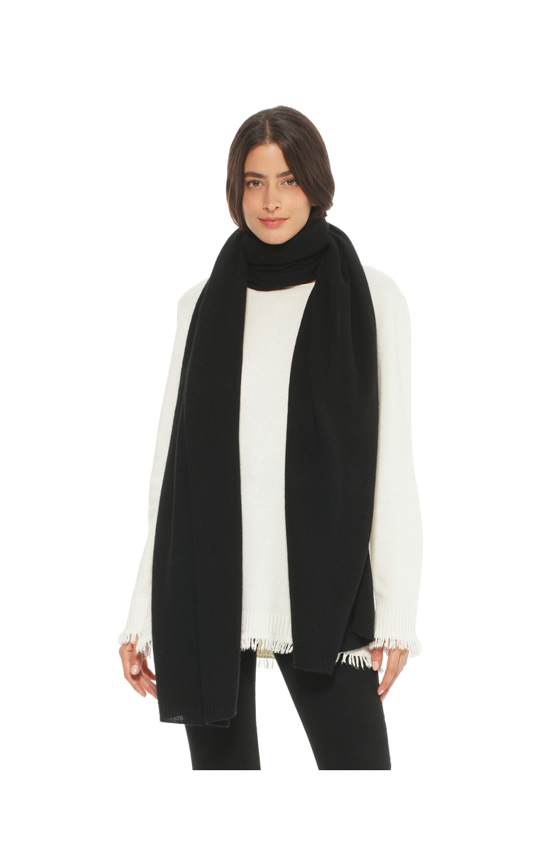 Monticelli Cashmere Lightweight Pure Cashmere Long Wrap Scarf, Main, color, Black