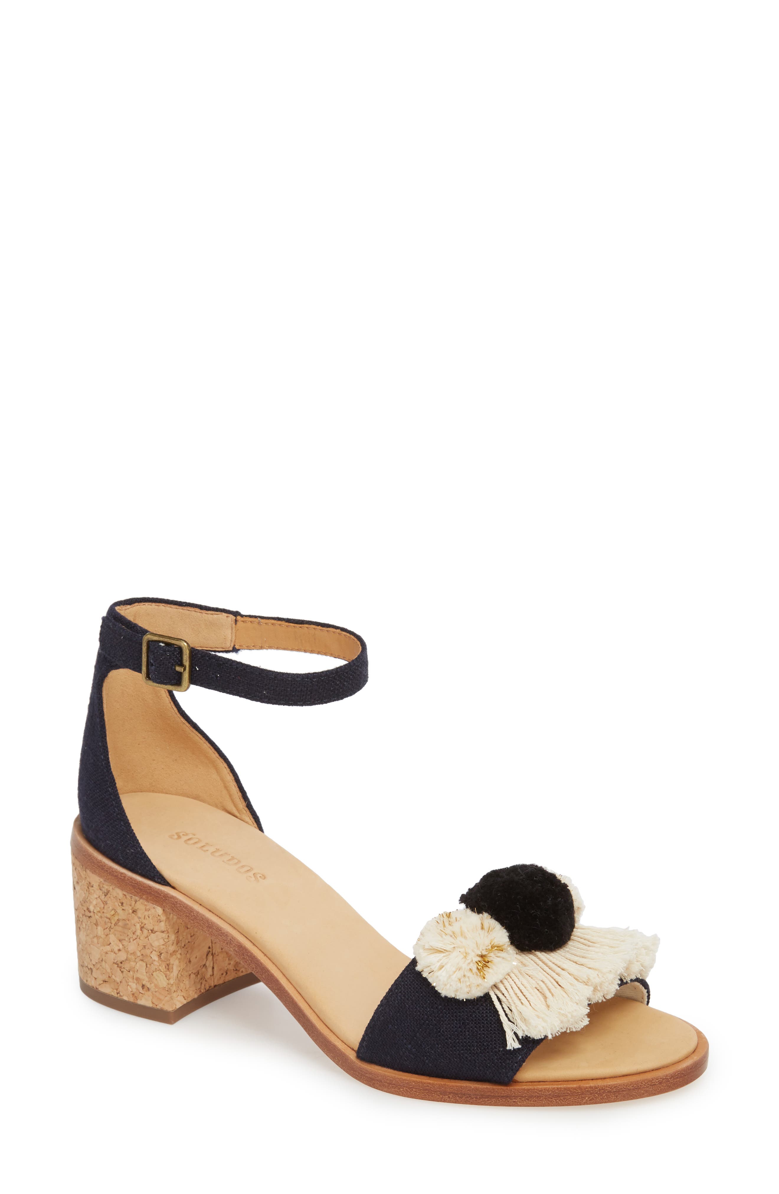 Soludos Capri Pom Pom Heel Sandal, Main, color, 