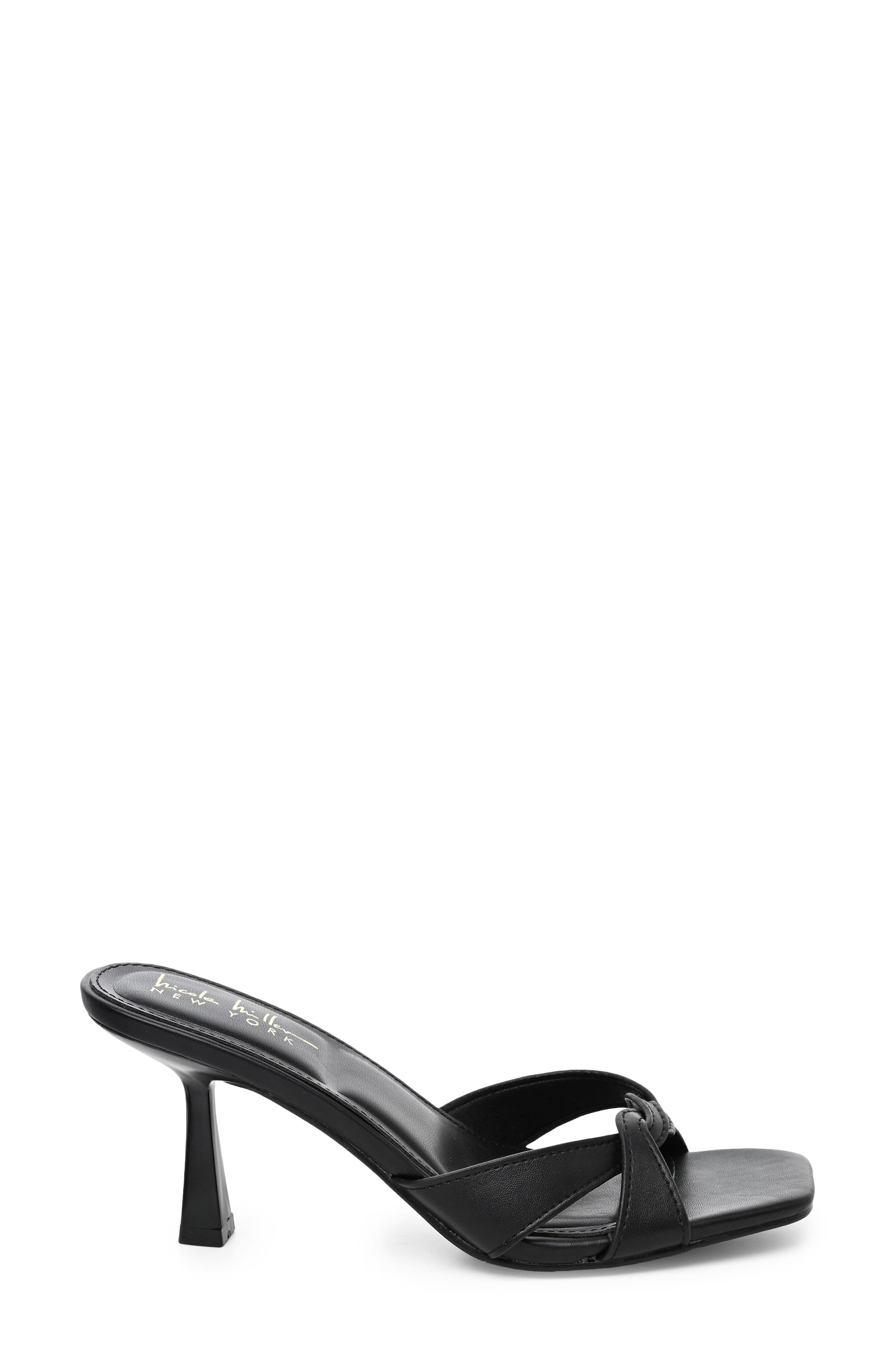 Twist Strap Heeled Sandal, Alternate, color, BLACK