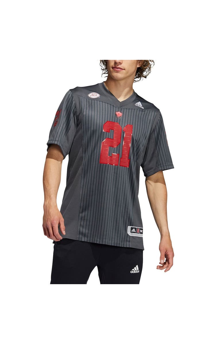 adidas Men's adidas #21 Gray NC State Wolfpack Strategy Premier Jersey, Alternate, color,