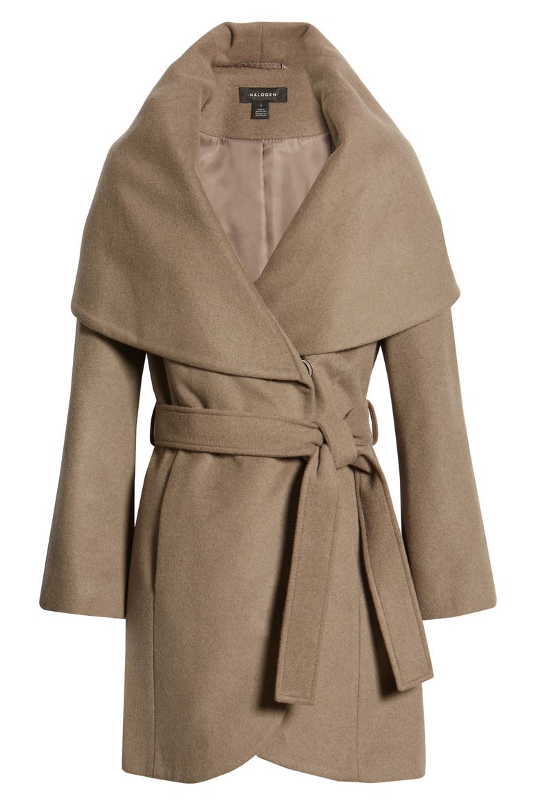 Wool Blend Wrap Coat, Alternate, color, PEBBLE