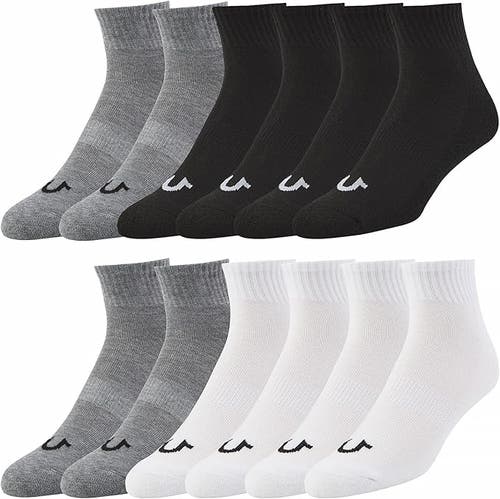 True Religion 12 Pairs Quarter Premium Athletic Ankle Socks In Multi