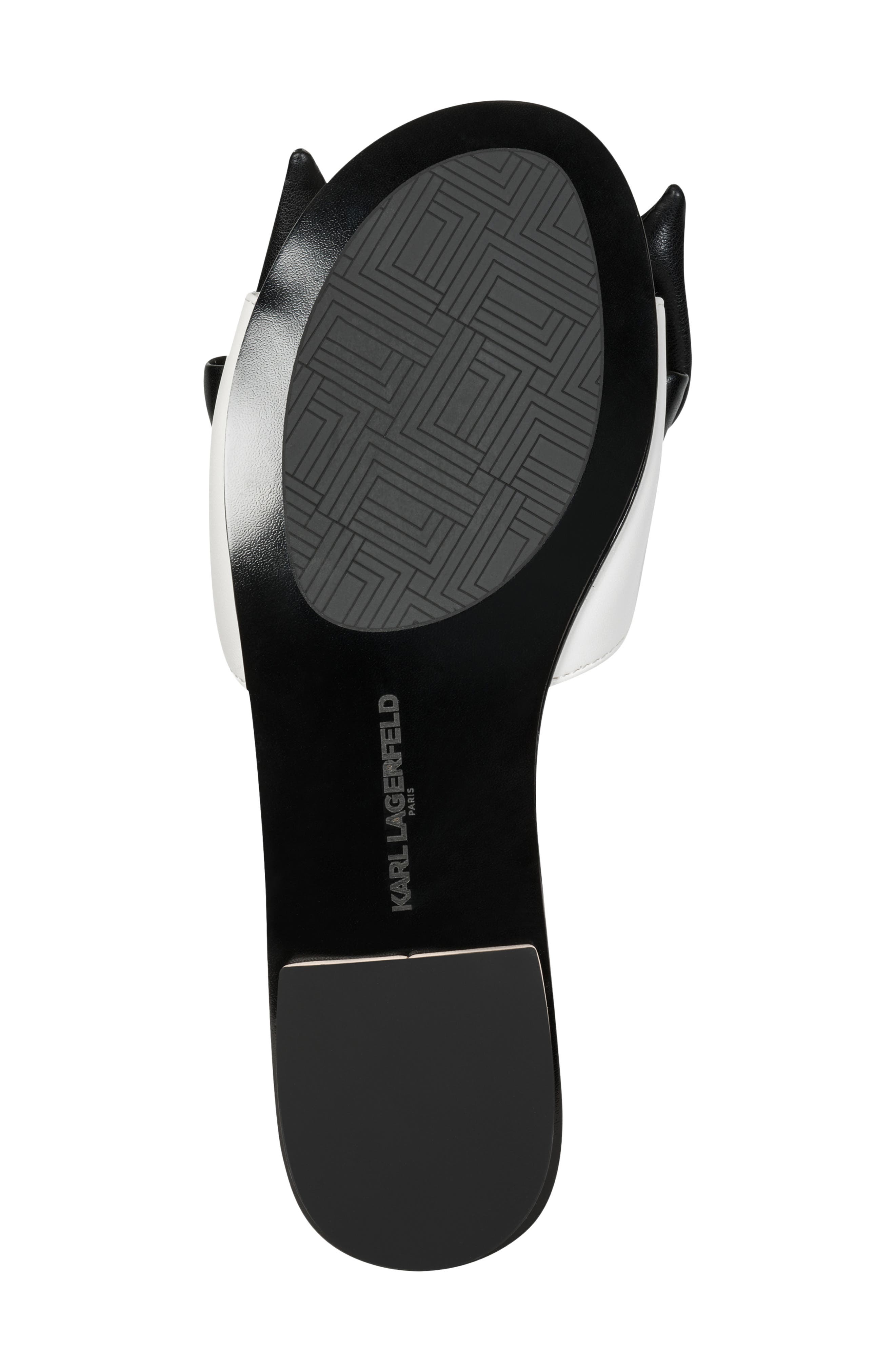 KARL LAGERFELD PARIS Ciaran Flat Slide Sandal, Alternate, color, Bright White/ Black