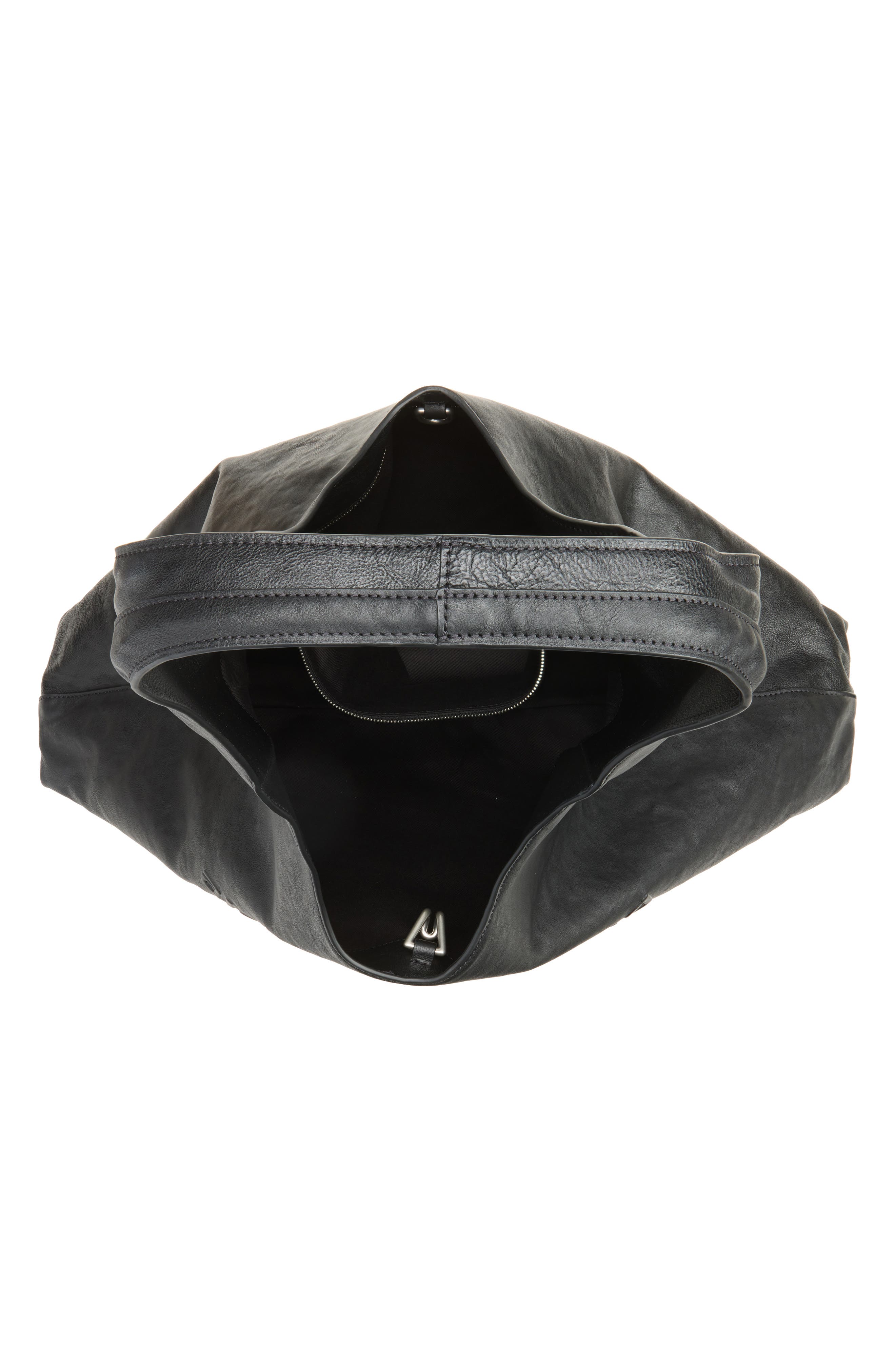 Large Pike Leather Hobo Bag, Alternate, color, BLACK