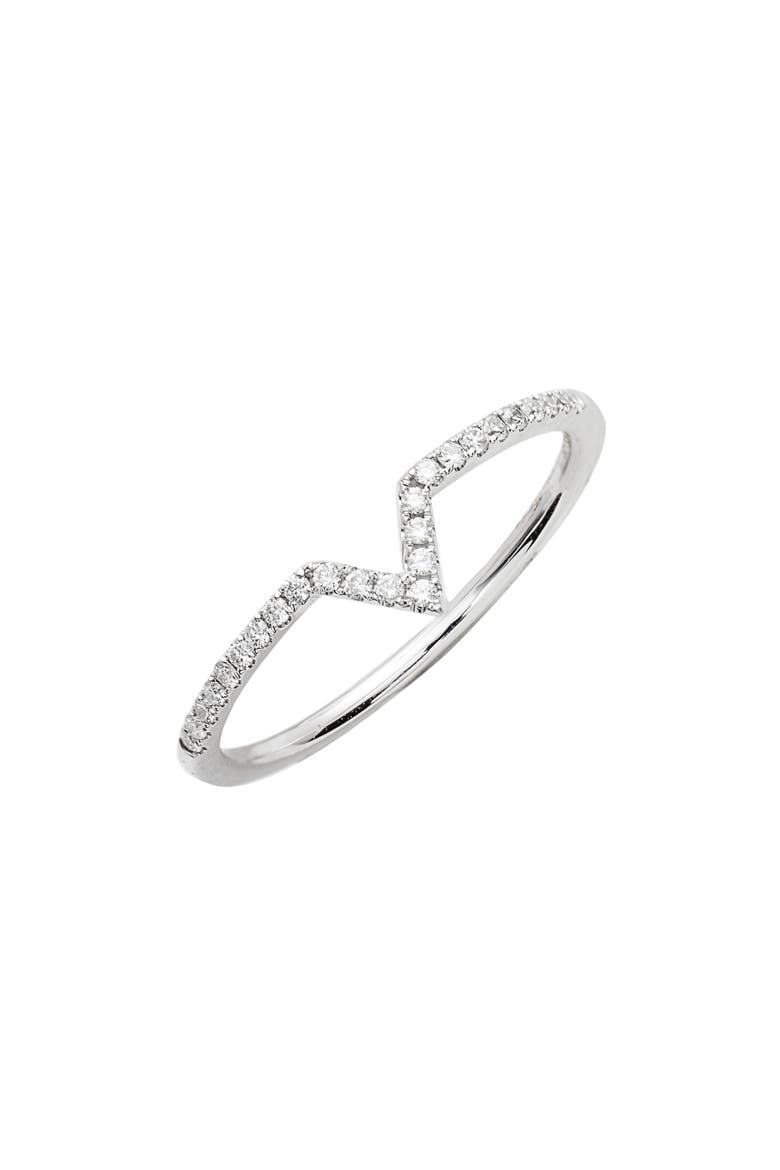 Open Triangle Stackable Diamond Ring (Nordstrom Exclusive), Main, color, WHITE GOLD