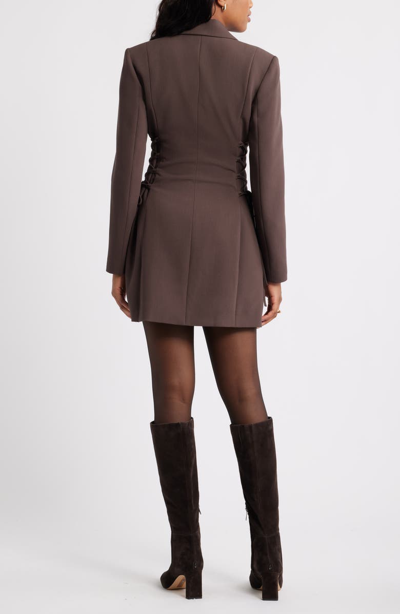Open Edit Corset Blazer Minidress, Alternate, color, Brown Seal
