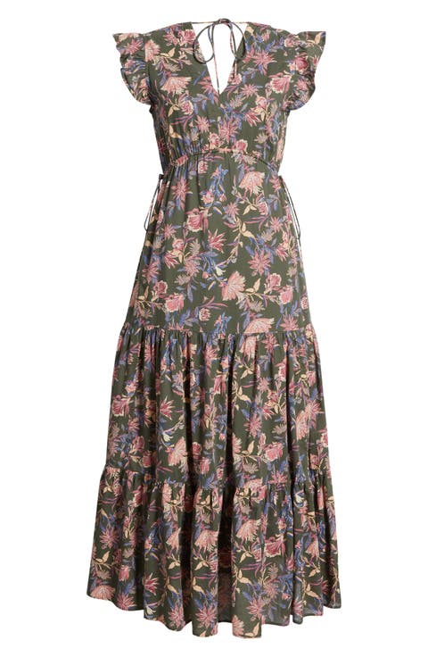 Floral Print Cotton Midi Dress