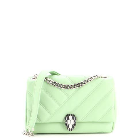Serpenti Cabochon Shoulder Bag Diagonal Quilted Leather Small