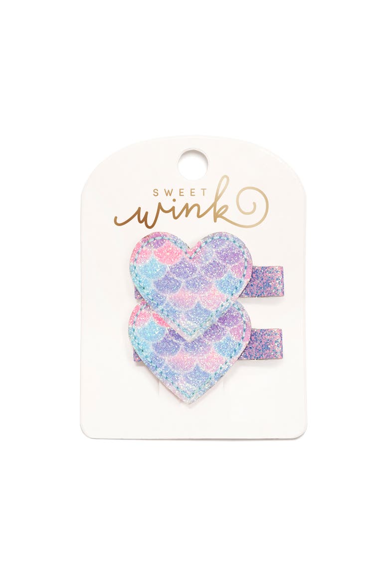 Mermaid Heart Clip Set, Main, color, Multi