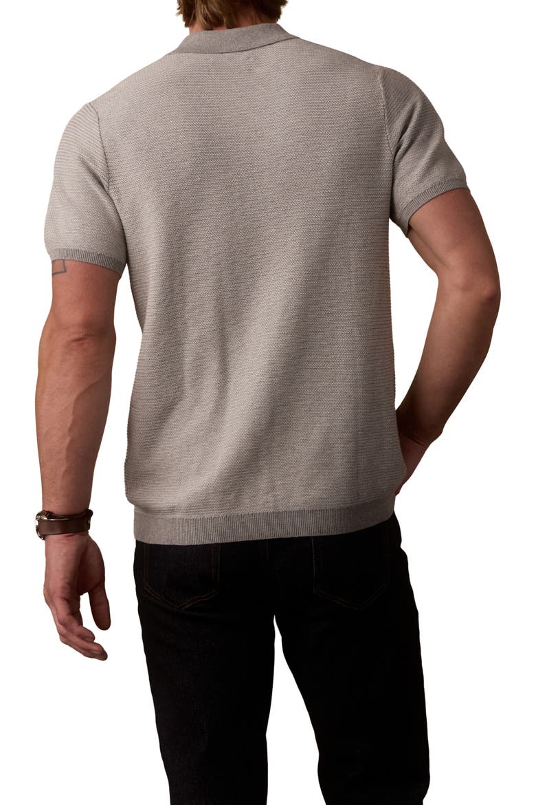 Robles Short Sleeve Cotton Bird's Eye Full Button Cardigan, Alternate, color, LIGHT GREY