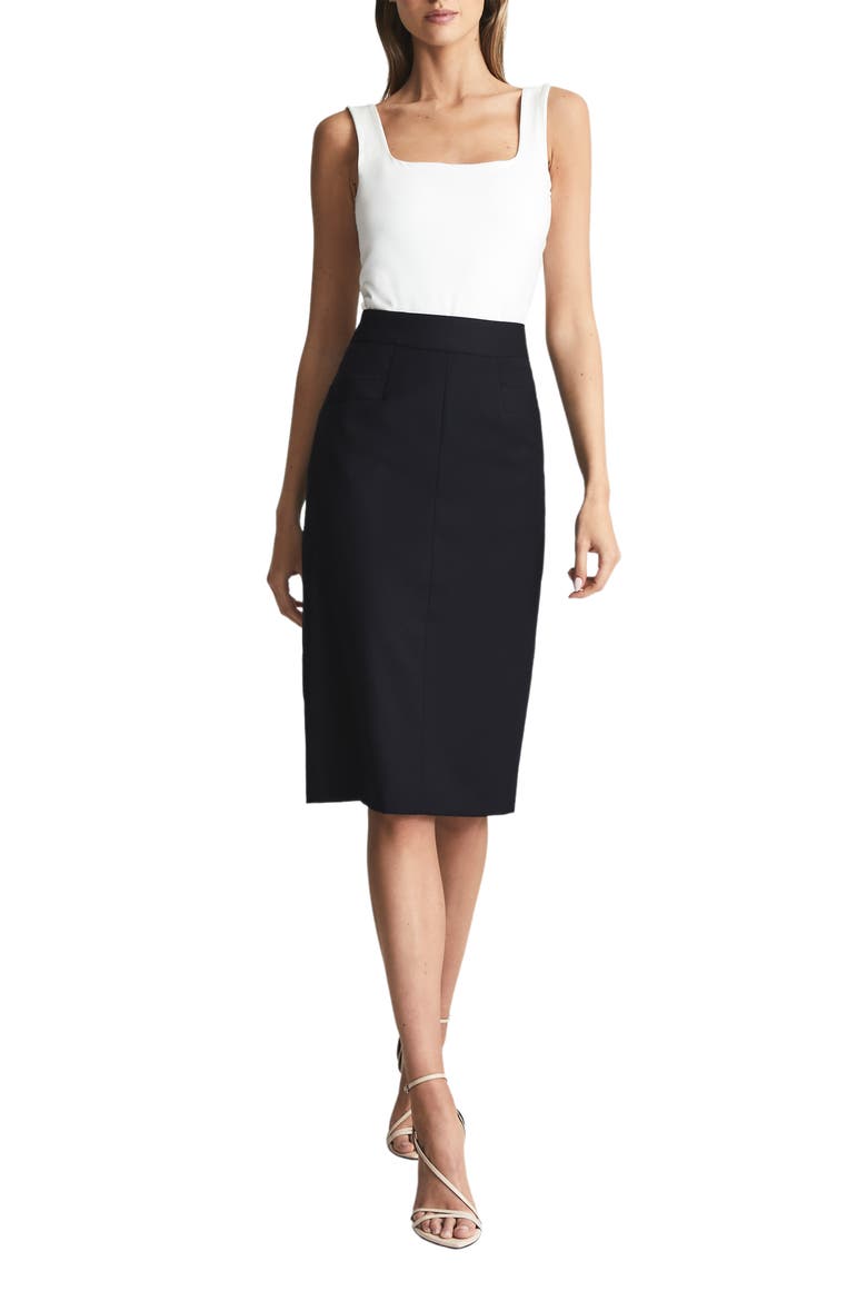 Haisley Wool Blend Pencil Skirt, Alternate, color, NAVY