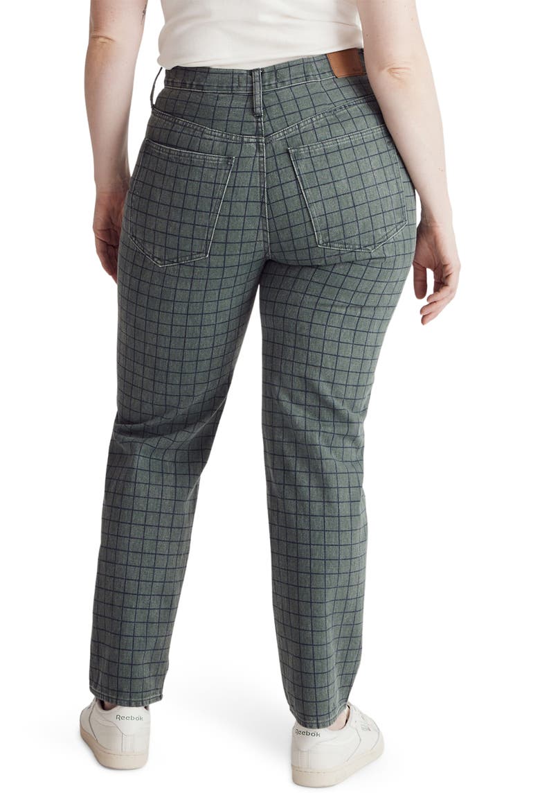 The Perfect Vintage Plaid High Waist Straight Leg Jeans, Alternate, color, FOREST