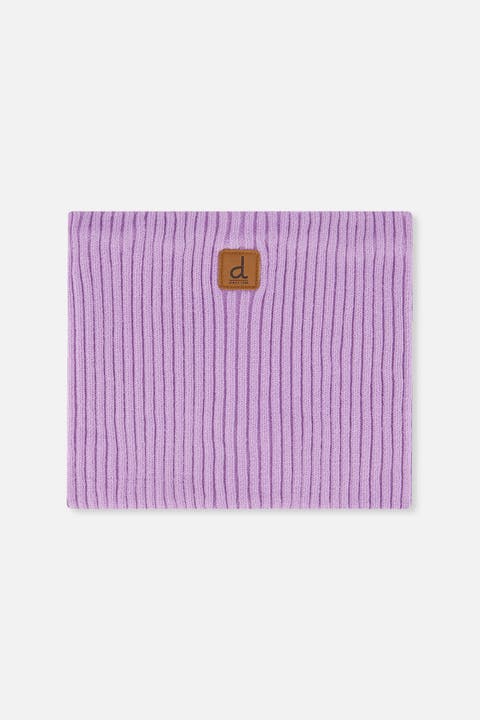 Ribbed Knit Tube Faux Leather Patch Neckwarmer