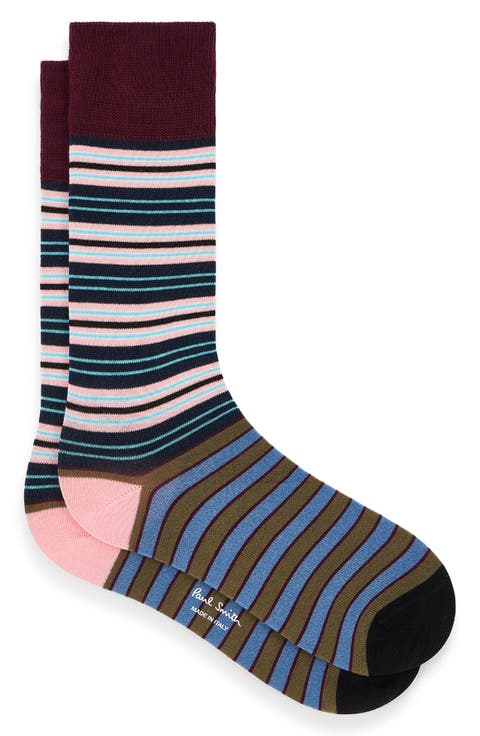 Stripe Cotton Blend Dress Socks