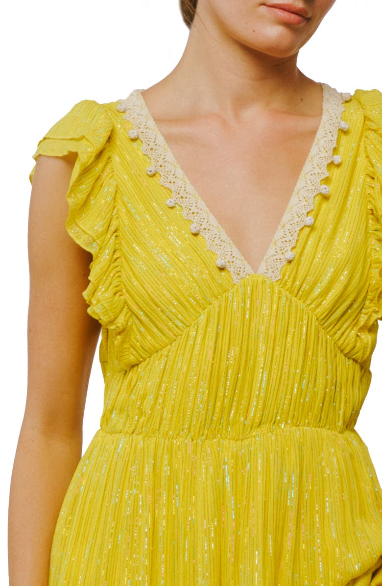 CIEBON Ryva Galey Metallic Stripe Ruffle Tiered Maxi Dress, Alternate, color, 