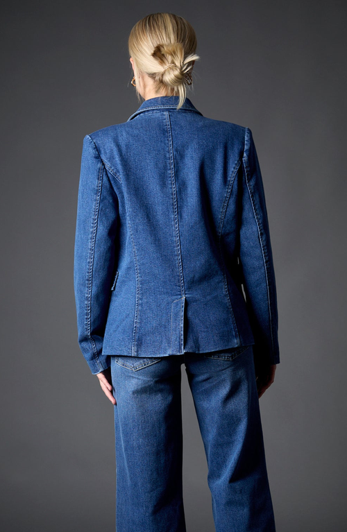 Blue Revival Blake Double Breasted Blazer In Medium Stonewash In Blue