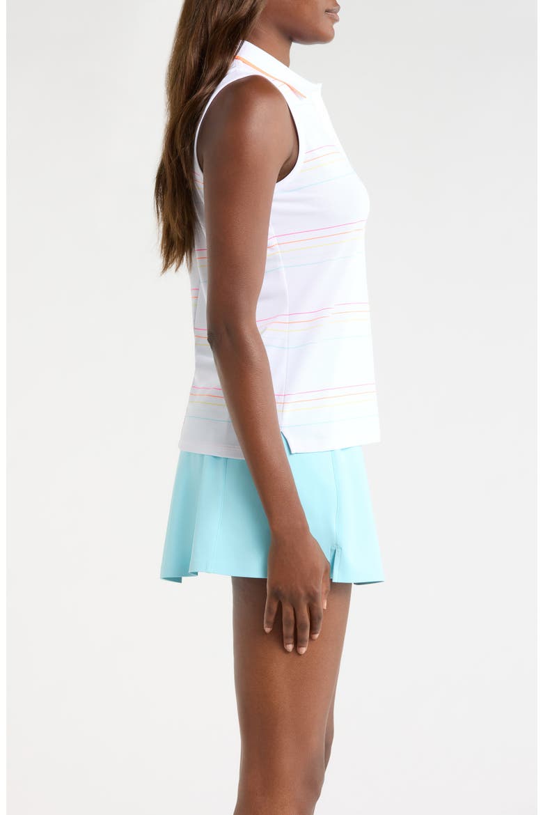 Offset Stripe Sleeveless Performance Polo, Alternate, color, SNOW / CENOTE
