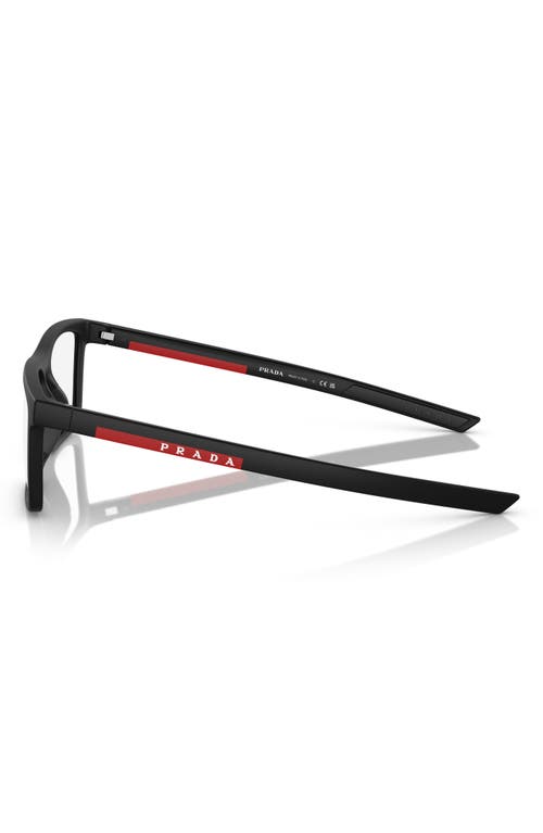 Prada Linea Rossa 56mm Rectangular Optical Frames In Matte Black