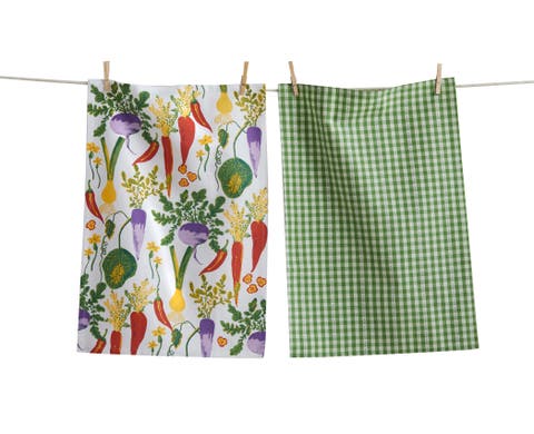 Tossed Veggies Dishtowel S/2 Multi Cotton Everyday