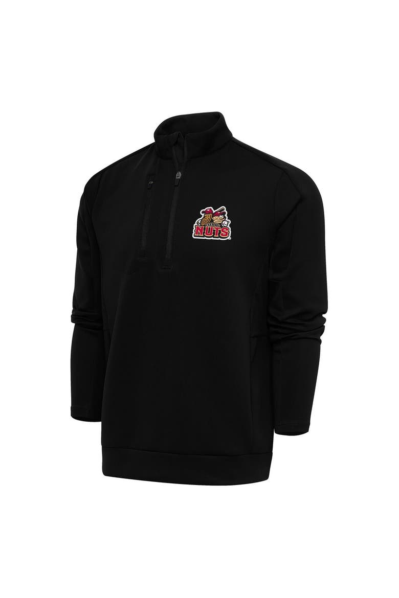 Men's Antigua  Black Modesto Nuts Generation Quarter-Zip Pullover Top, Main, color, Black