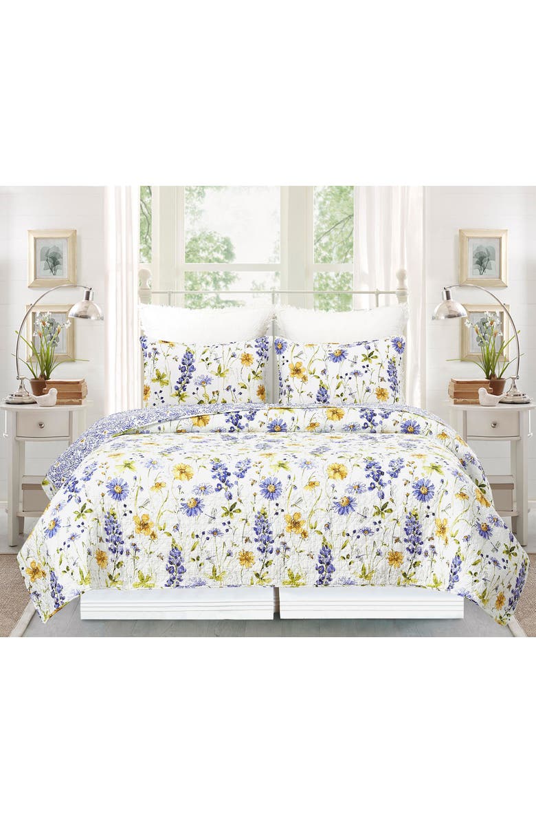 C&F Home Lovely Blues Floral Cotton Quilt Bedding Set, Alternate, color, Purple