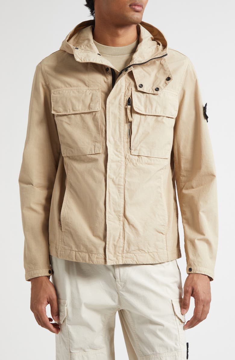 Stone Island Short Cotton Twill Parka, Main, color, V009a Desert