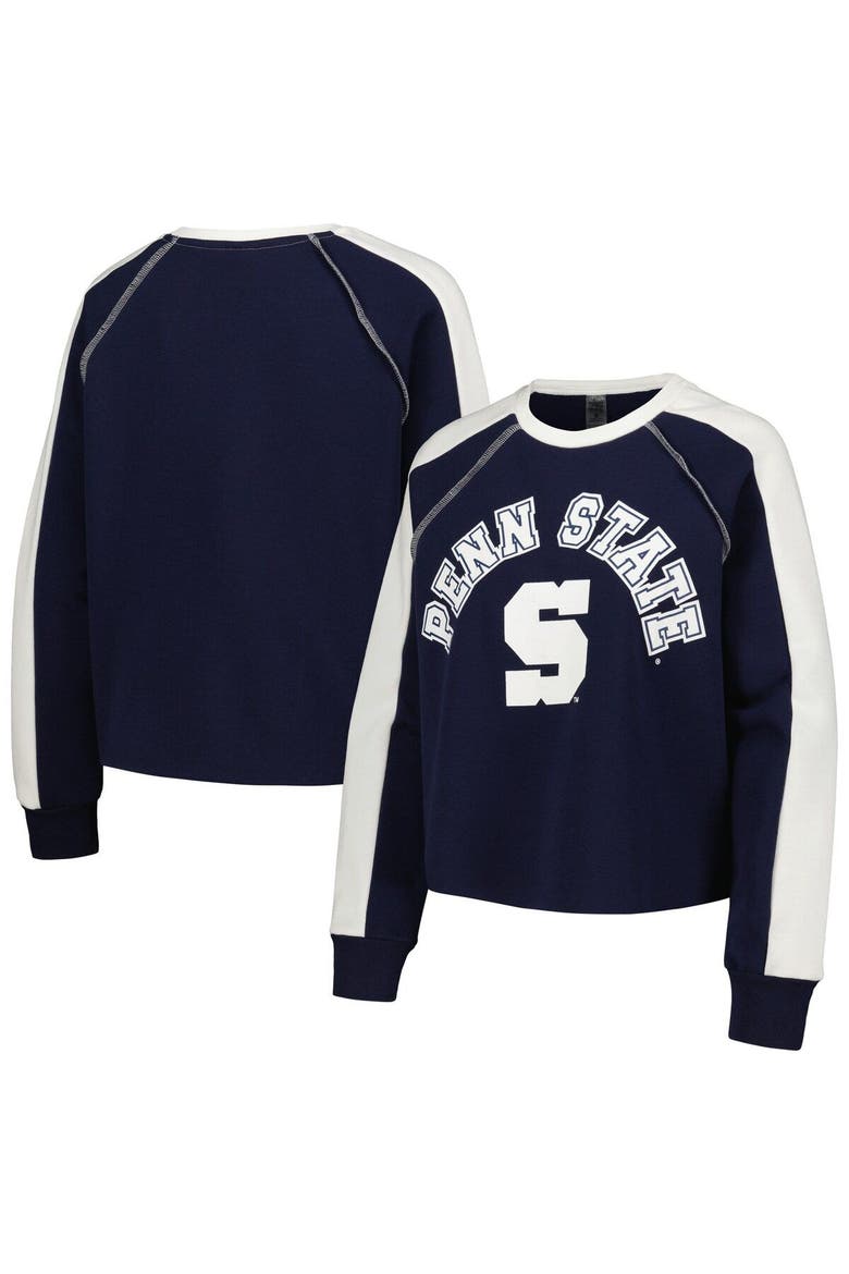 Women's Gameday Couture Navy Penn State Nittany Lions Blindside Raglan Cropped Pullover Sweatshirt, Main, color, Navy