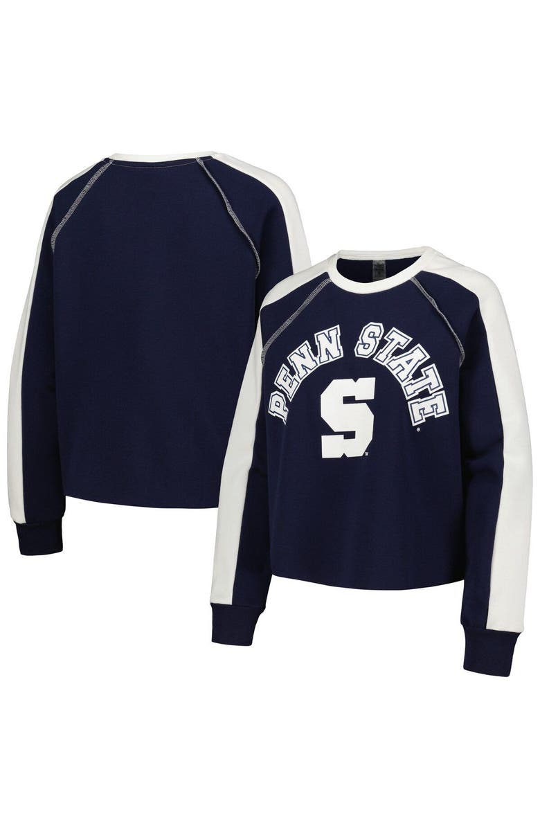 GAMEDAY COUTURE Women's Gameday Couture Navy Penn State Nittany Lions Blindside Raglan Cropped Pullover Sweatshirt, Main, color, Navy
