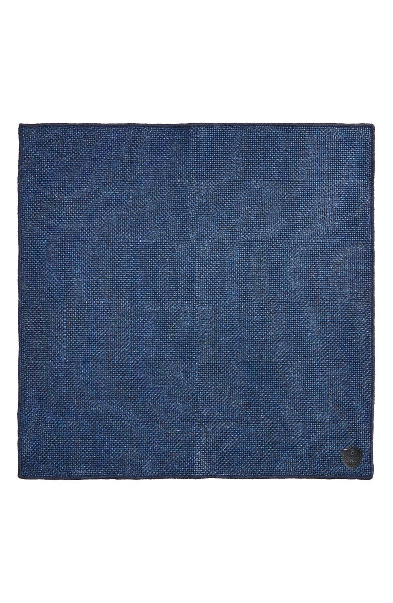 CLIFTON WILSON Navy Wool Pocket Square, Alternate, color, Navy
