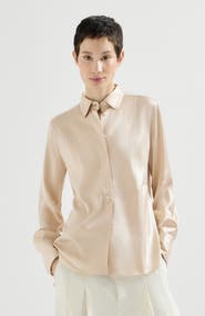 Brunello Cucinelli Stretch silk satin shirt with monili