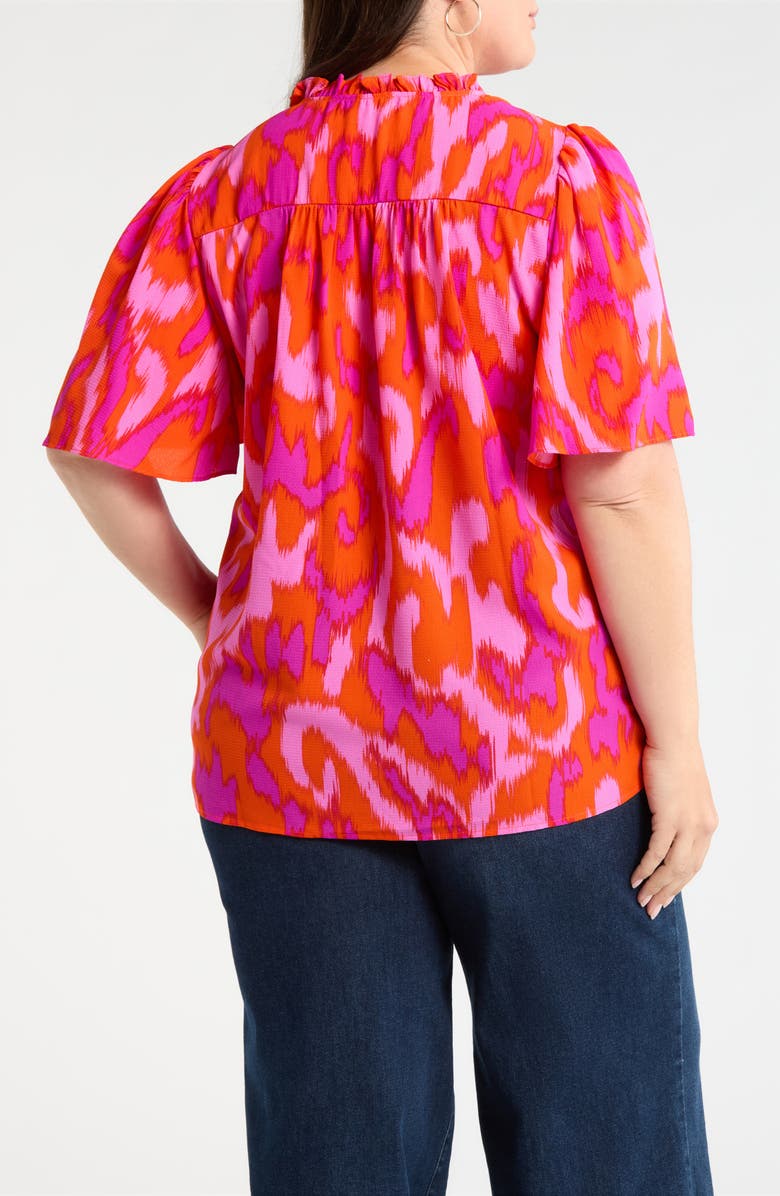 SUGARLIPS Charly Abstract Keira Ruffle Top, Alternate, color, Orange-Fuchsia