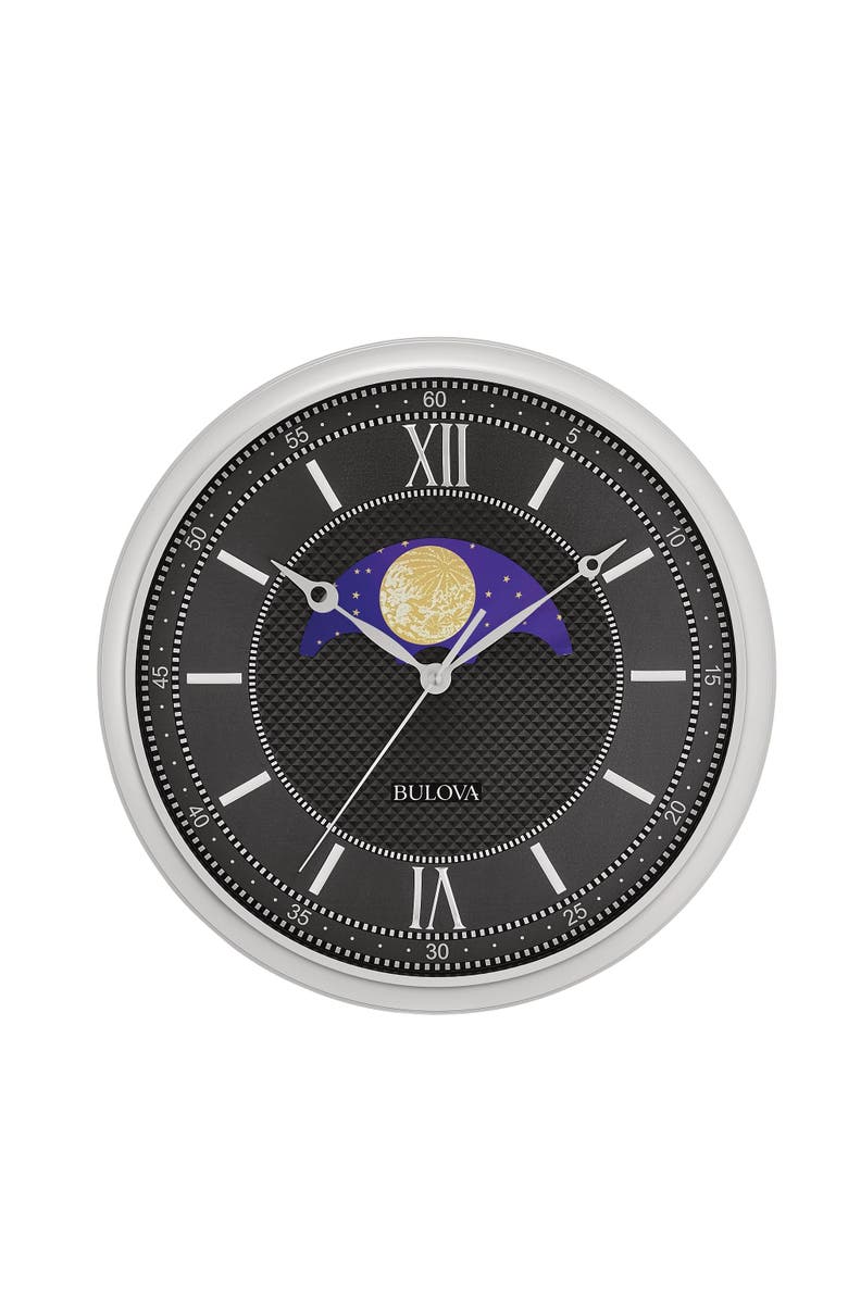 Bulova Clocks Tempus Fugit Wall Clock, Day Night Moving Center Disk, Alternate, color, Silver