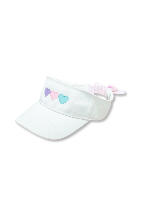 Pastel Hearts Twill Bow Visor (Little Kid & Big Kid)
