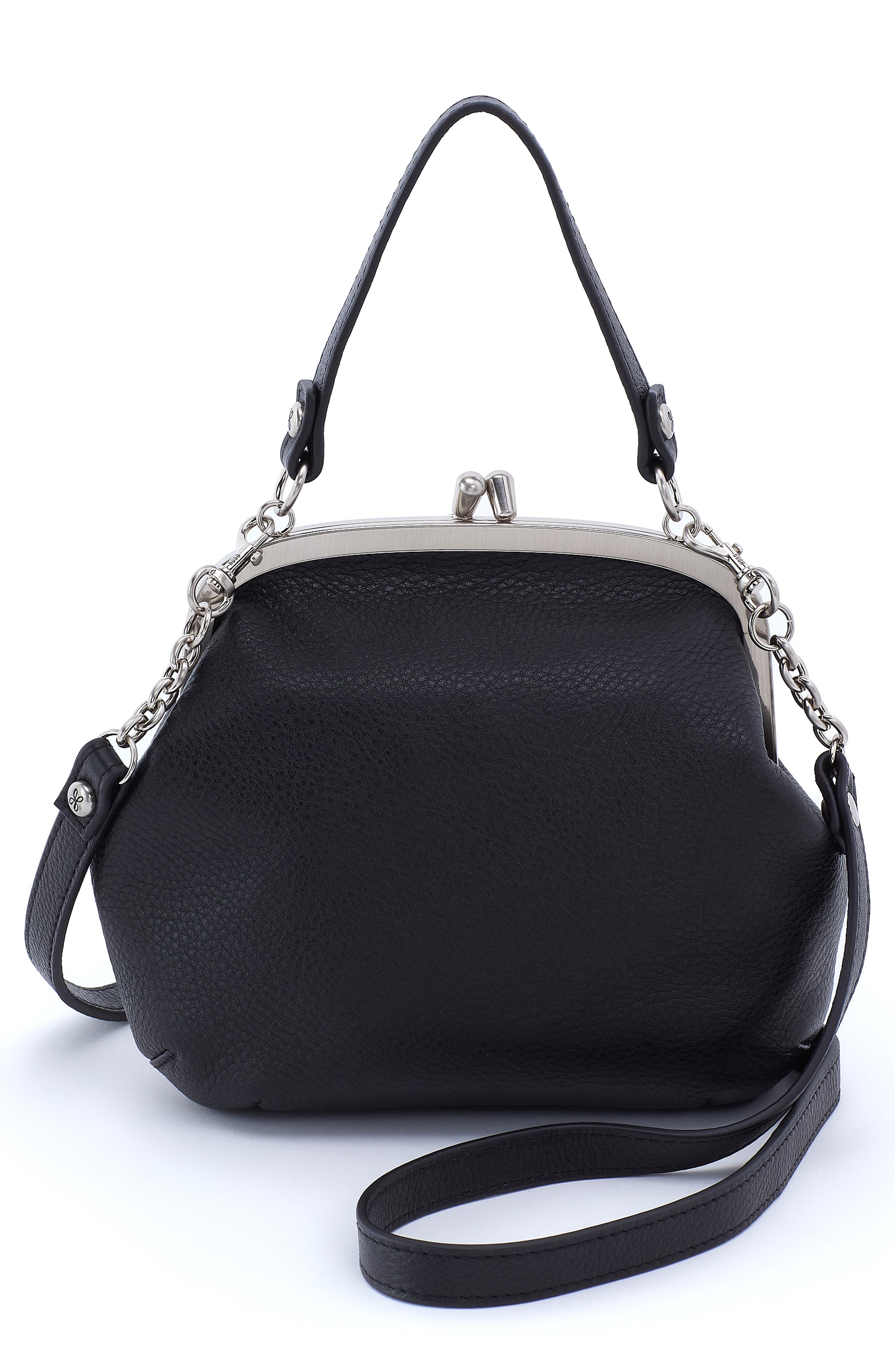 Alba Leather Frame Crossbody Bag, Main, color, BLACK