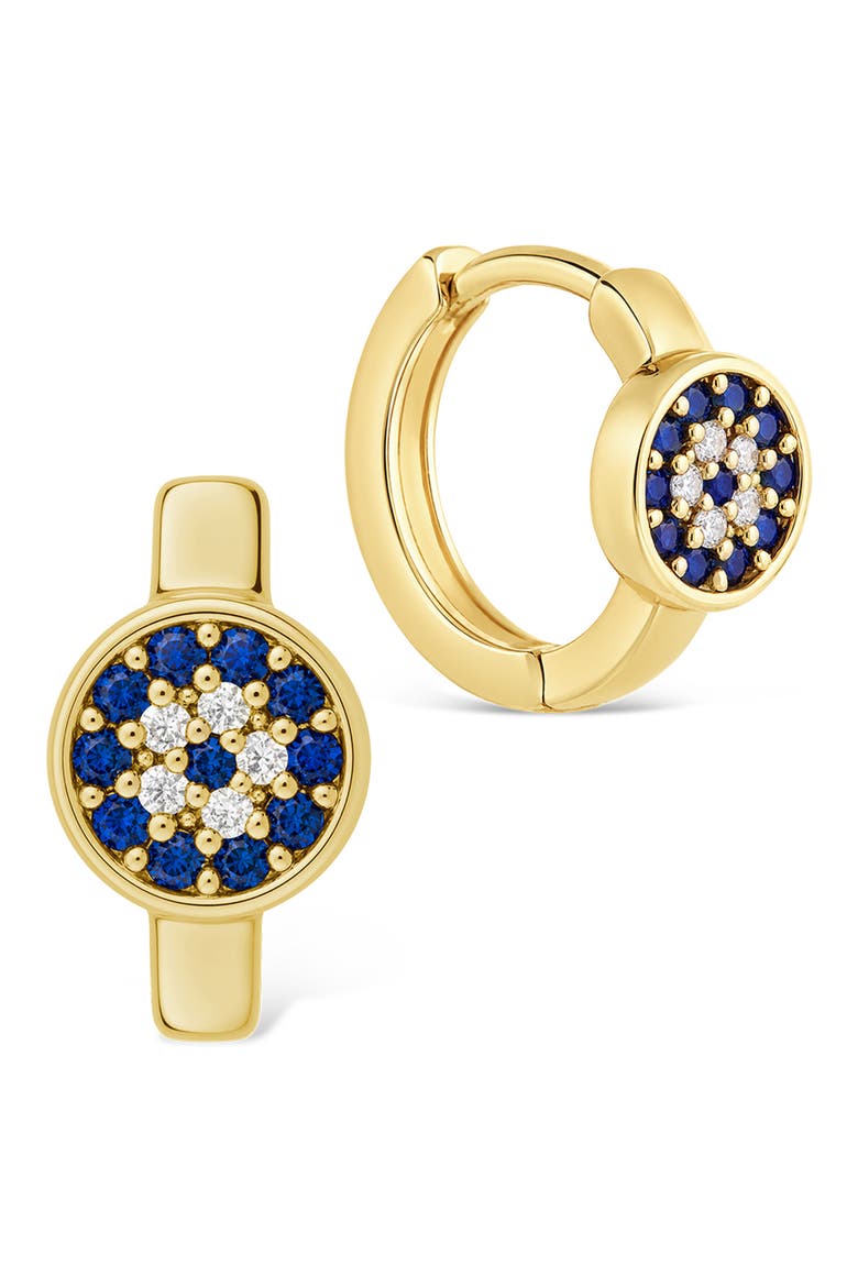 Evil Eye Cubic Zirconia Huggie Hoop Earrings, Main, color, GOLD
