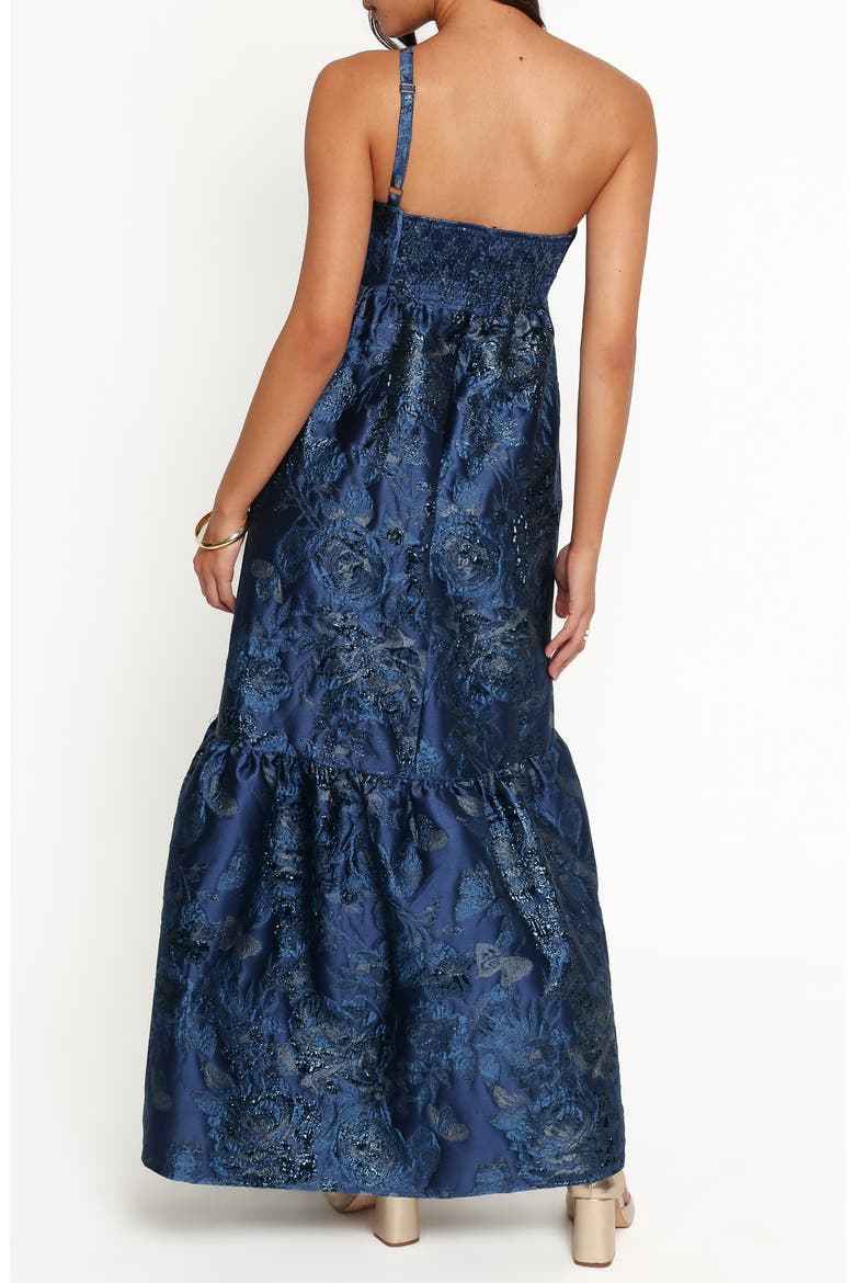 Betina Bow Front Maxi Dress, Alternate, color, BLUE BROCADE