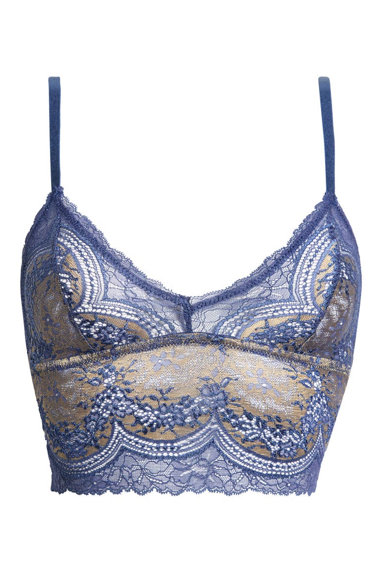 Longline Lace Bralette, Alternate, color, DENIM BRASS