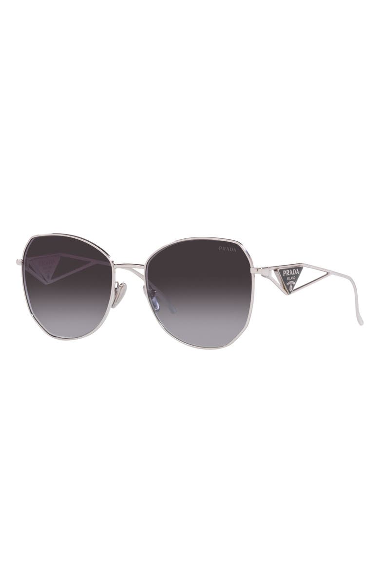 Prada 57mm Gradient Round Sunglasses, Alternate, color, Grey Gradient