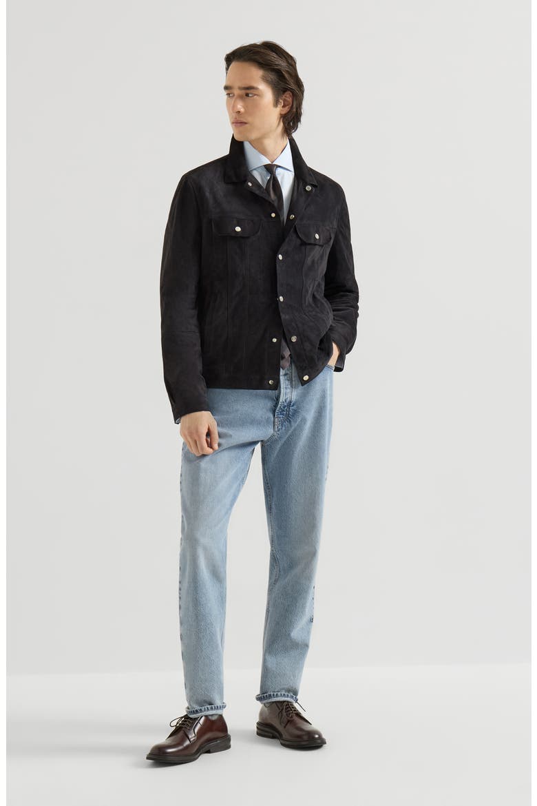 Suede four-pocket jacket, Alternate, color, Navy Blue
